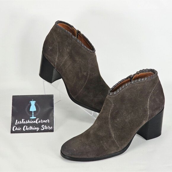 Frye Women's Smokey Gray Suede Nora Whipstiched Ankle Bootie Size 9.5 180 - Picture 5 of 16